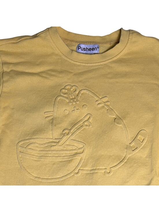 Pusheen Sweaters - Pusheen Crew Neck Sweater Womens XS Butter Yellow Subtle Cat Graphic Whimsy Twee